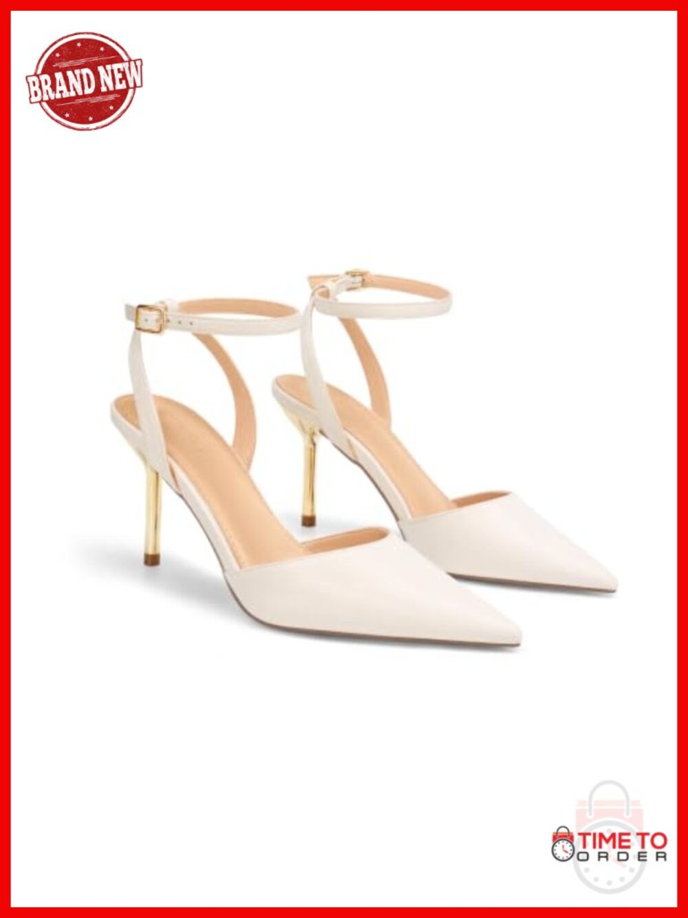 Women's Faux Leather Stiletto Pointed Toe Ankle Strap Heels